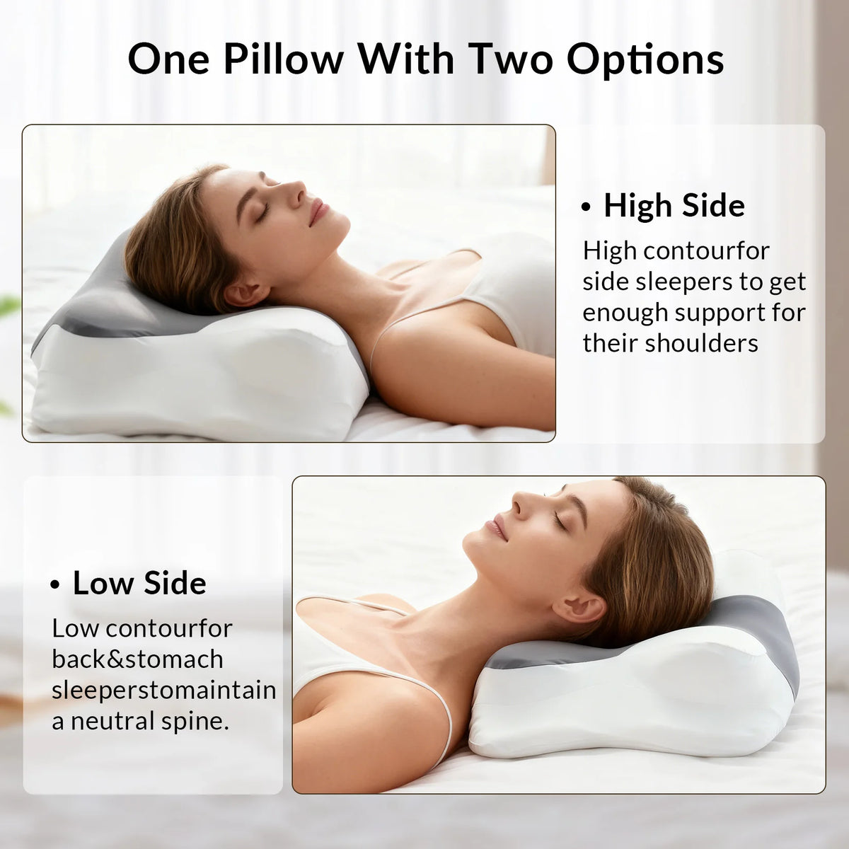 Ergonomic Memory Foam Cervical Pillow for Neck Pain Relief – 4-Zone Support