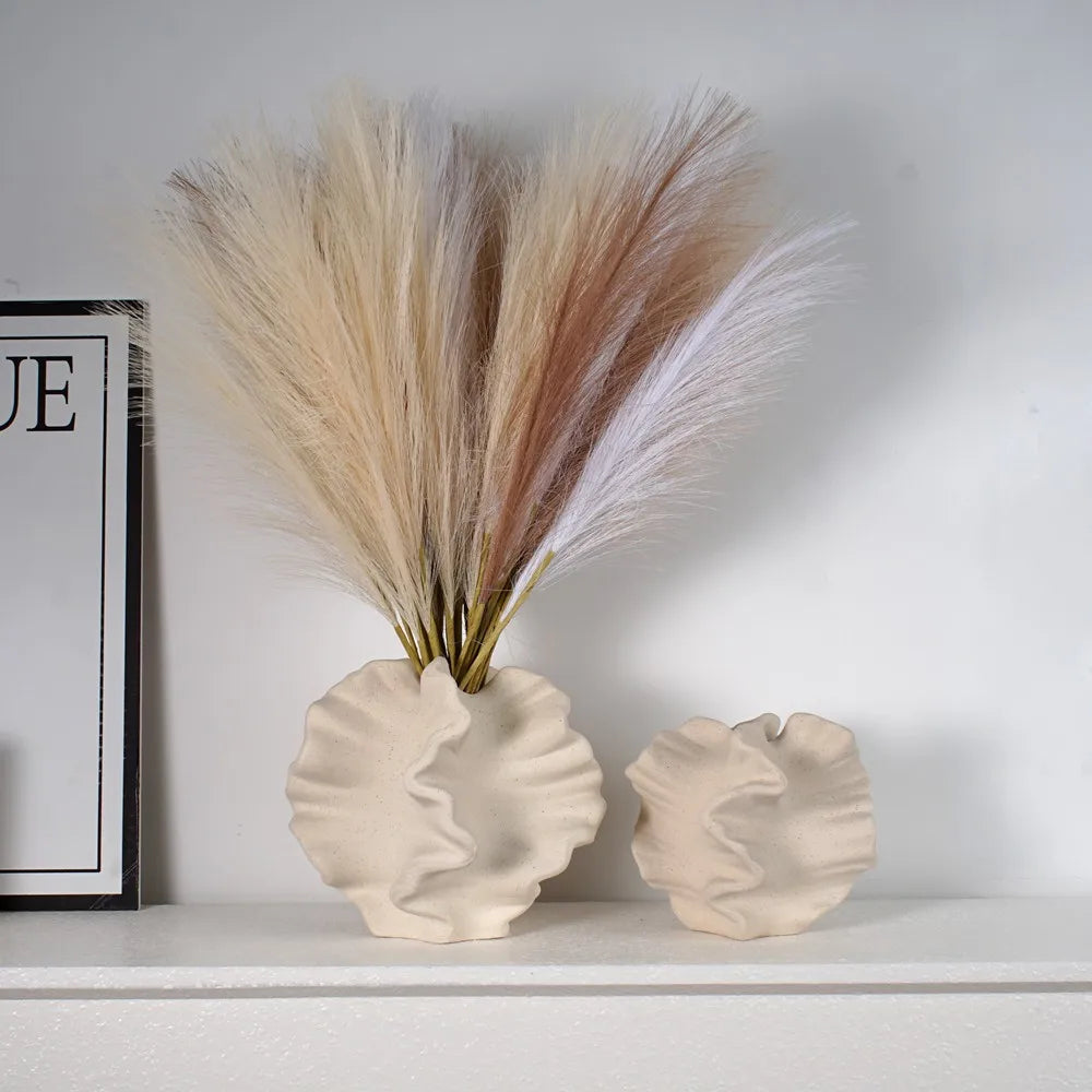 Ceramic Coral Vase Beige Matte Container