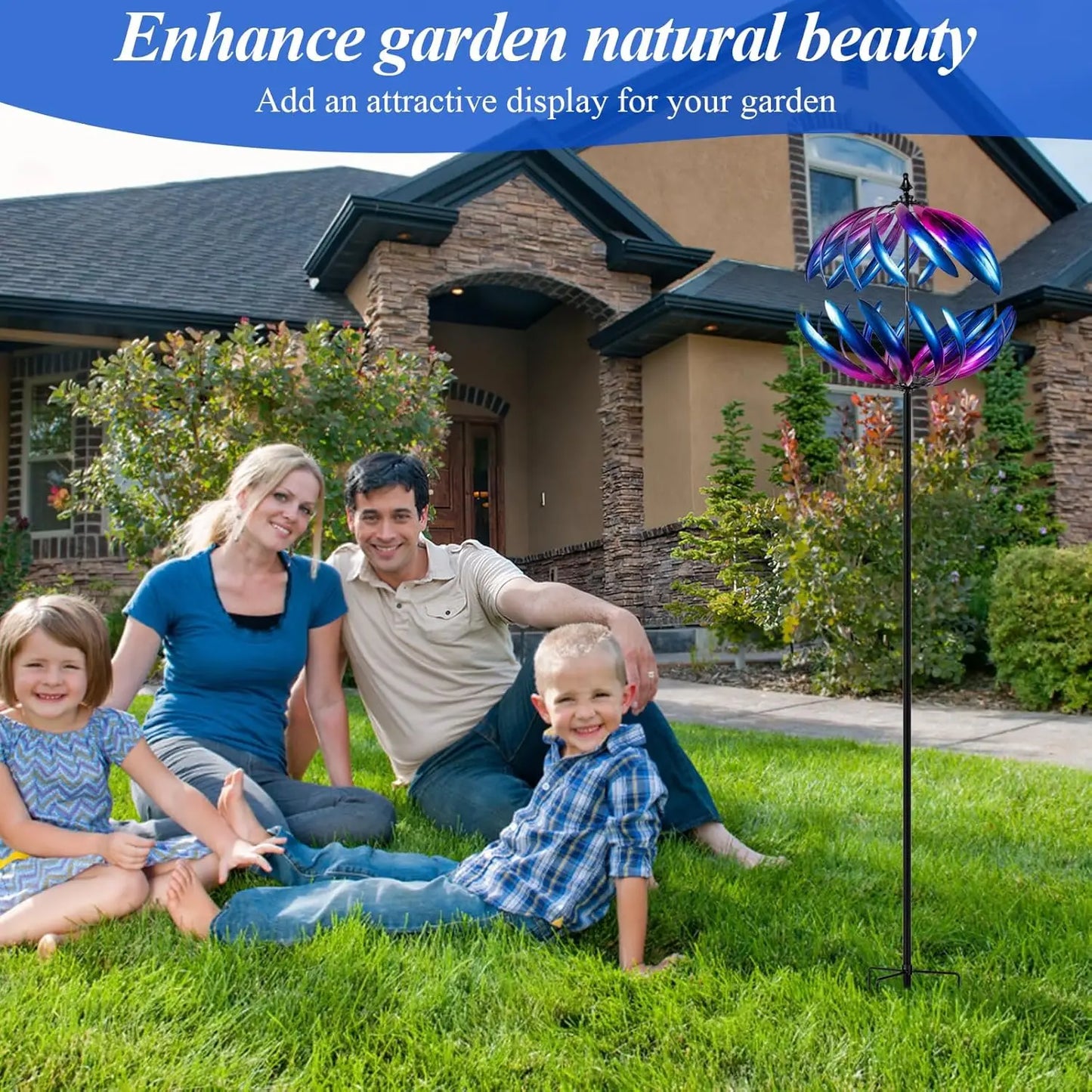 Kinetic Garden Wind Spinner, Double-Layer Metal Art