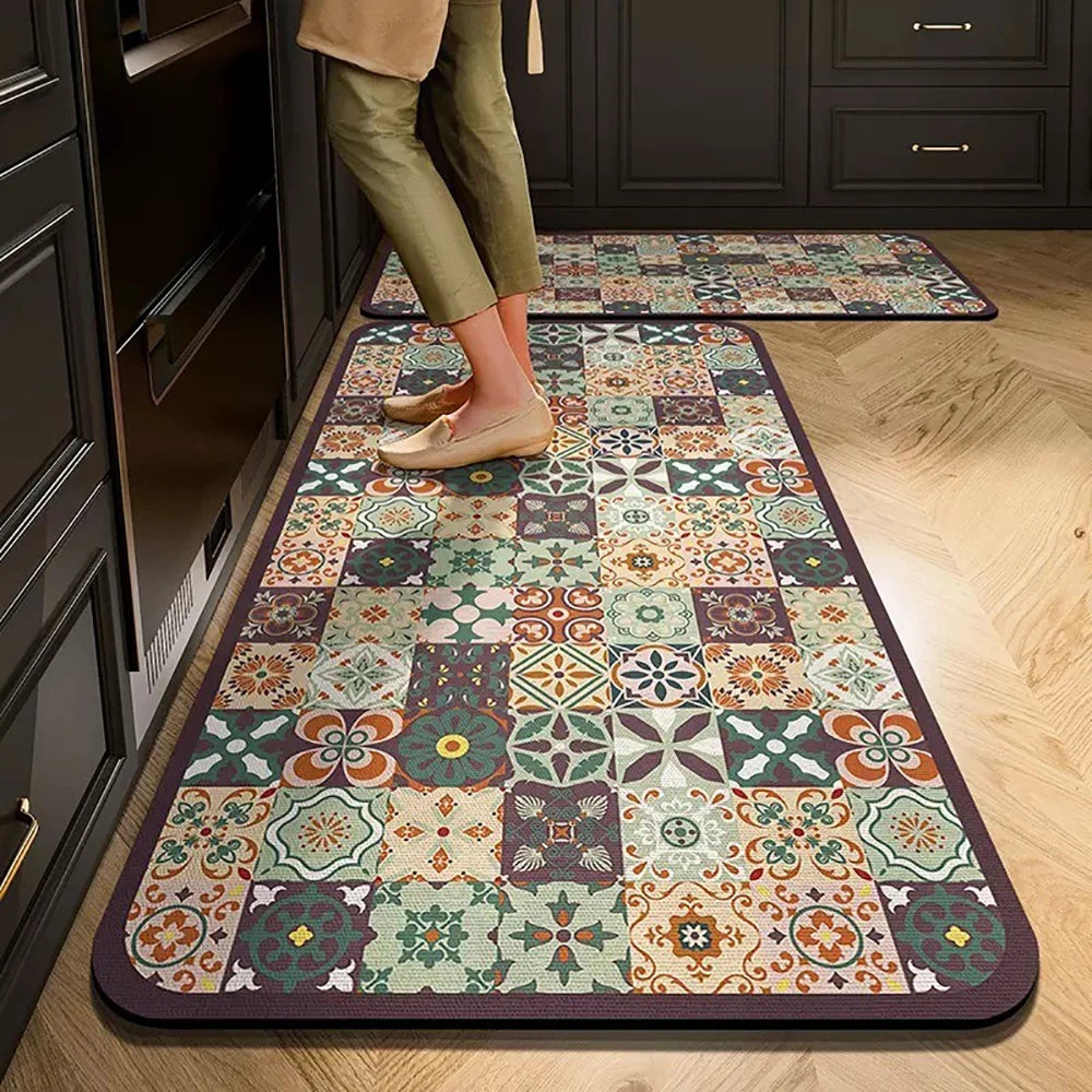 Non-slip Kitchen Mat Long Rugs Crystal Velvet Carpet