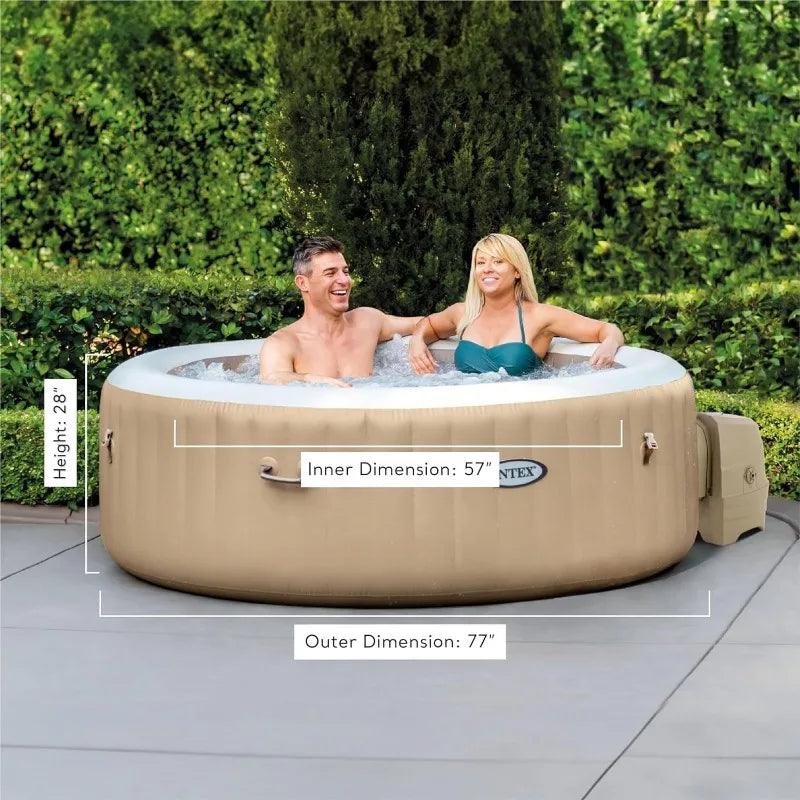 77-Inch Inflatable Hot Tub Spa for 4 People,- Protective Cover