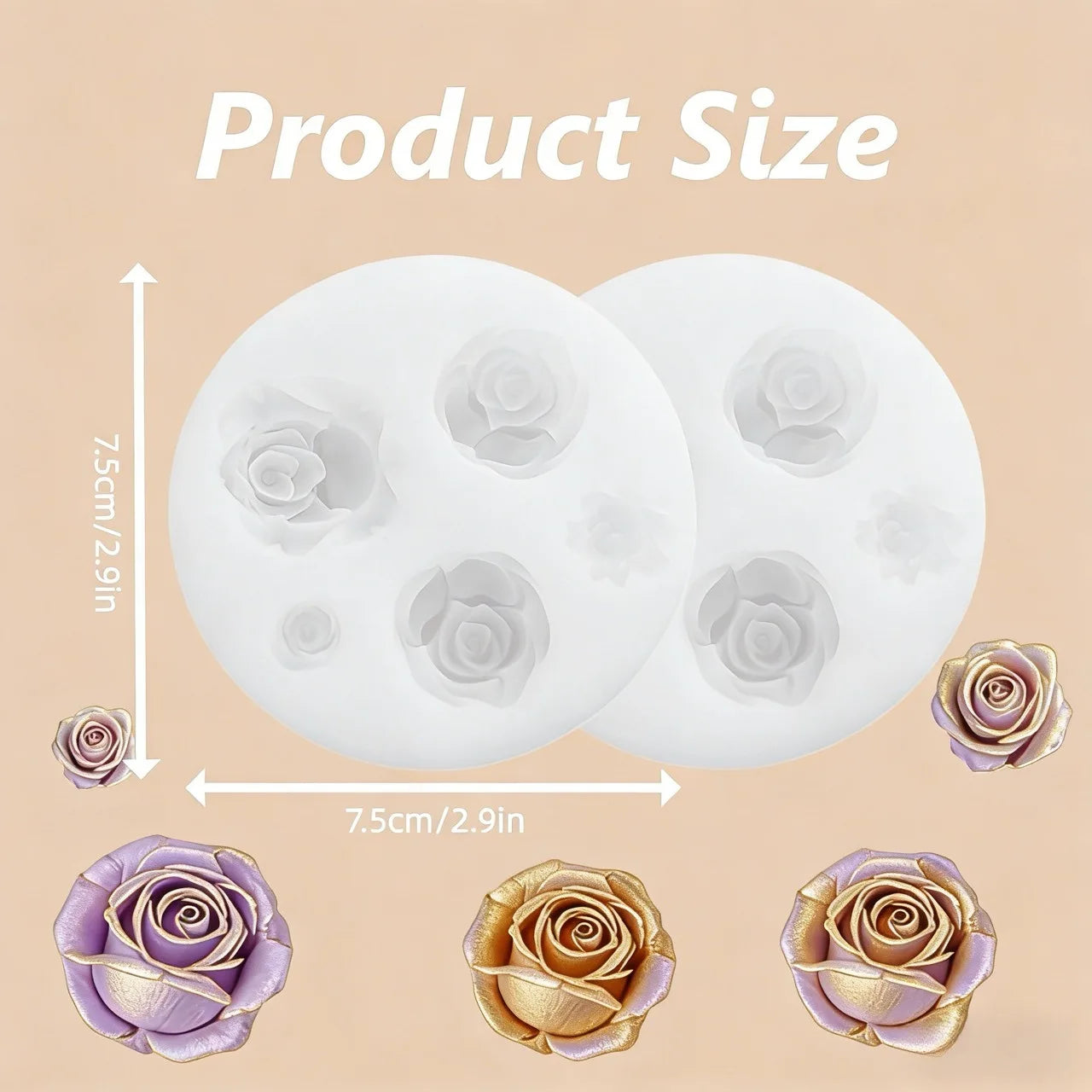 1 Piece 3D Elegant Rose Silicone Mold - Reusable Flexible Mold for Candles, Resin Art, Handmade Soap and Clay Making