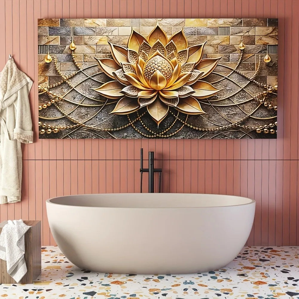 Abstract black gold floral canvas art, 1.5 inches wood