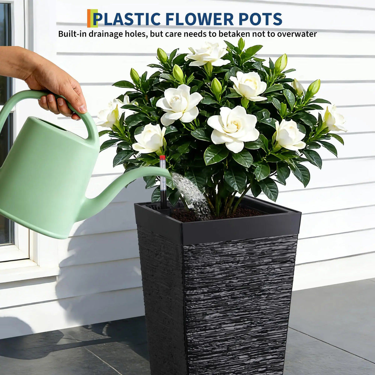 22.5'' Tall Planters Set Of 2, Self Watering Outdoor Indoor Planter Pots