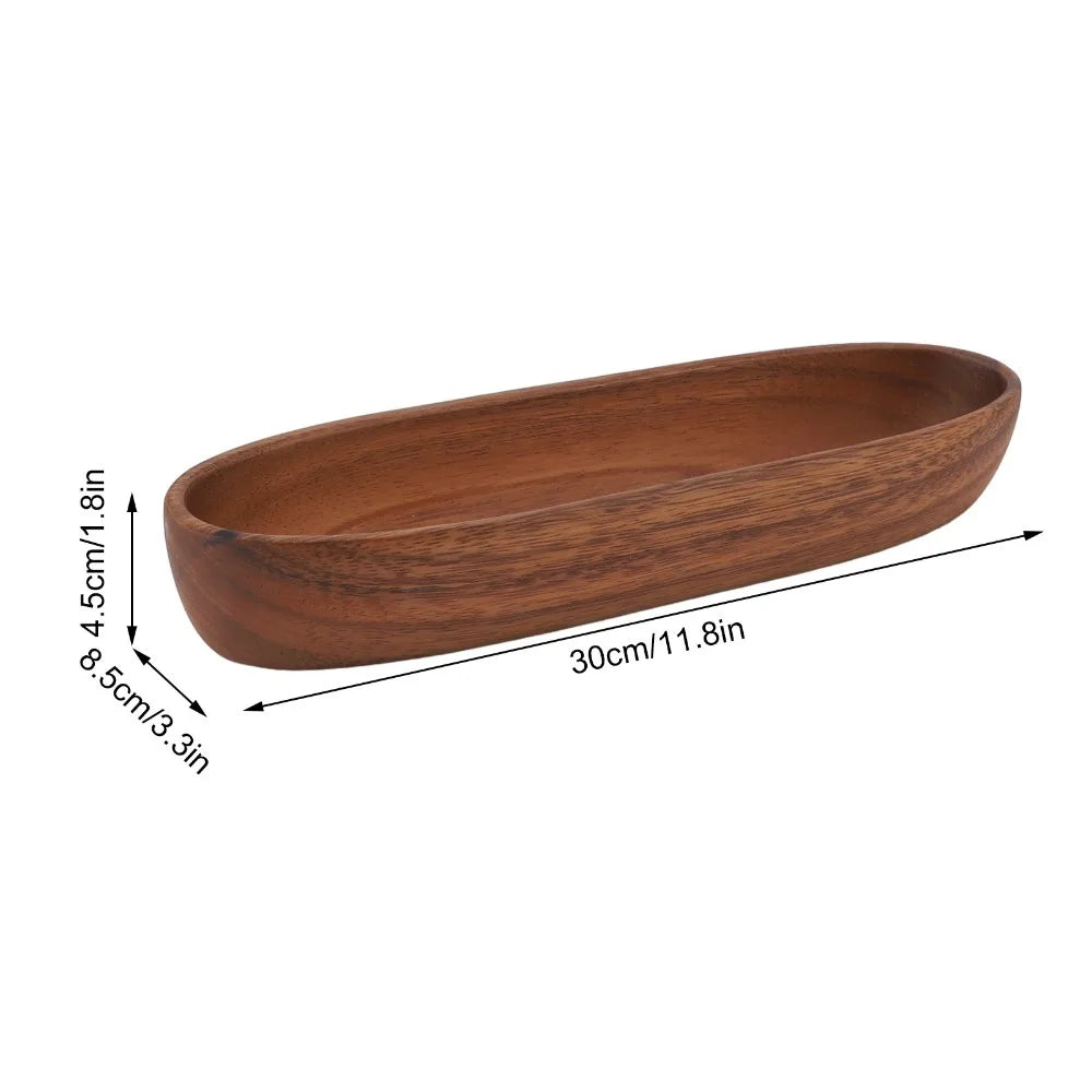 Elegant Wooden Bowl Boat Shaped Handcrafted Serving Bowl