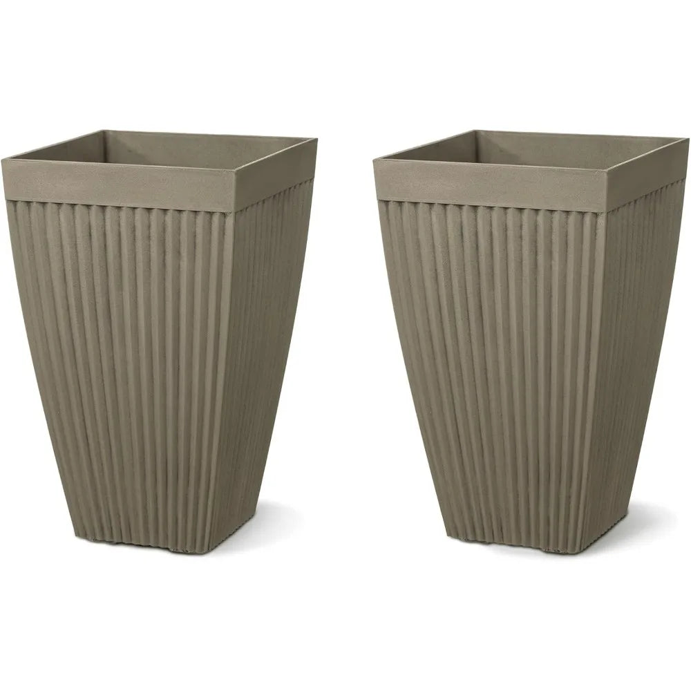 2 Garden Planter Pots 23" H Large, Drainage Hole