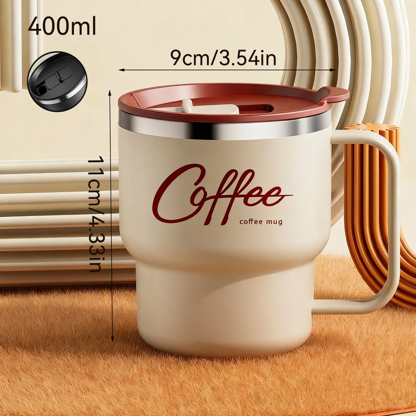 304 Stainless Steel Double Wall Insulated Coffee Cup With Handle