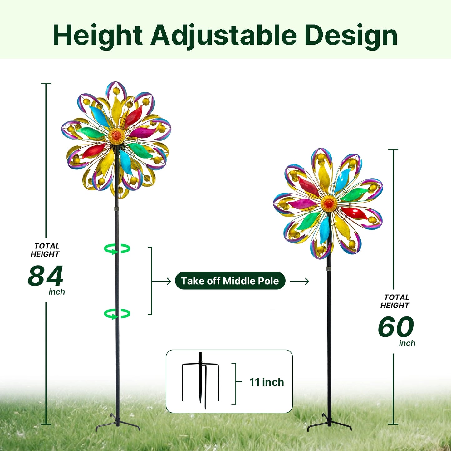 Wind Spinners Outdoor, 84" Large Metal Kinetic Wind Sculptures