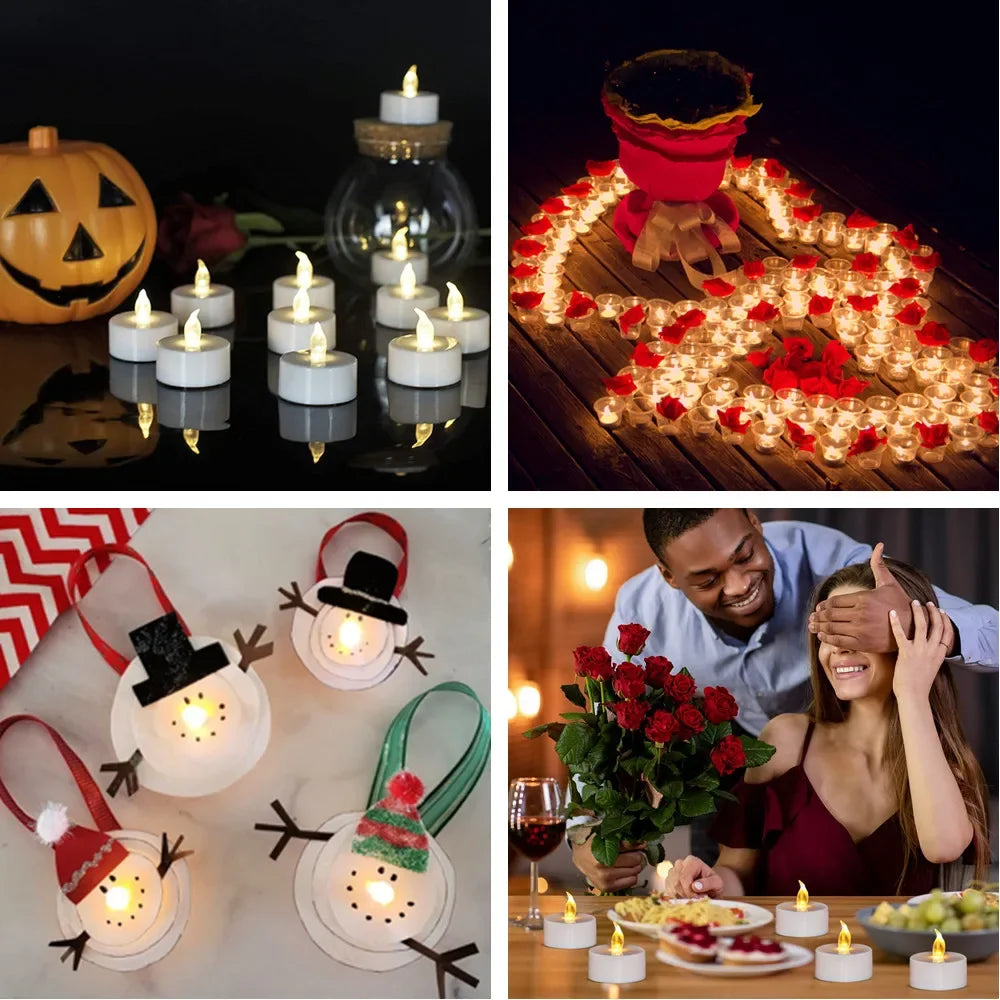 Flameless Flickering LED Tea Lights with Timer