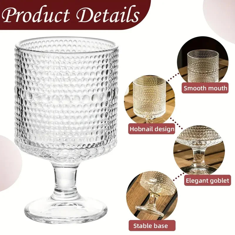 8PCS/Set Vintage Wine Drinking Goblet Glasses Water Goblets