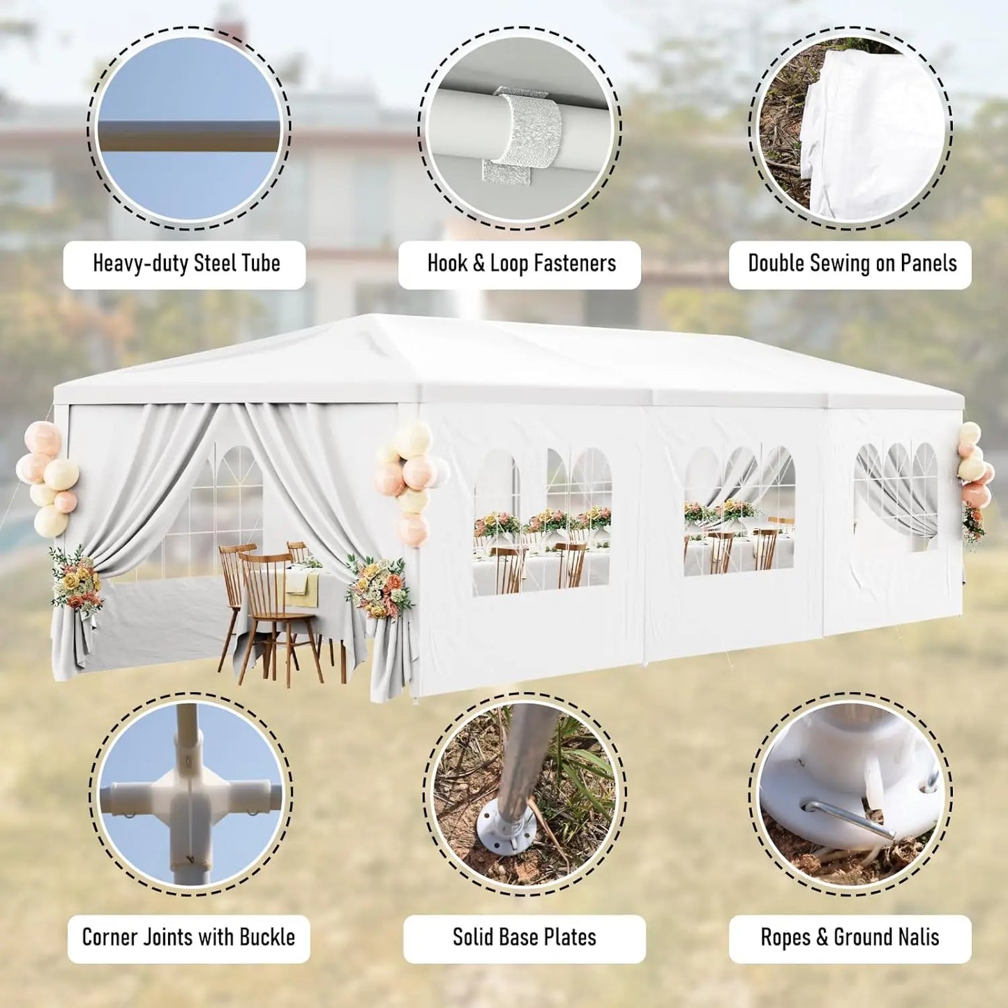 10x30FT White Party Tent Outdoor Canopy, Heavy Duty