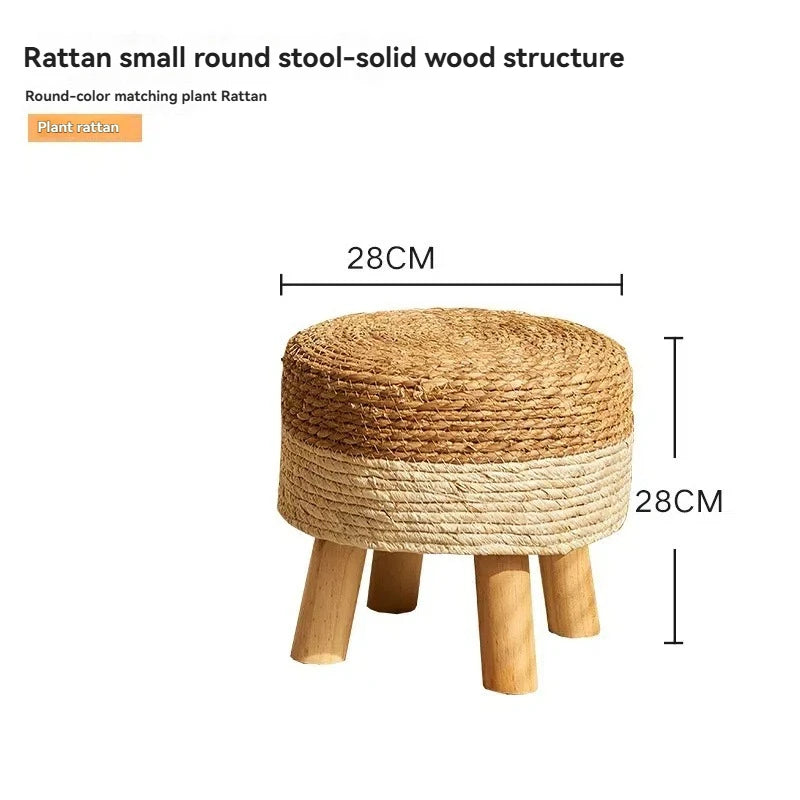Natural Small Round Stool Thickened Seat for Shoe Change