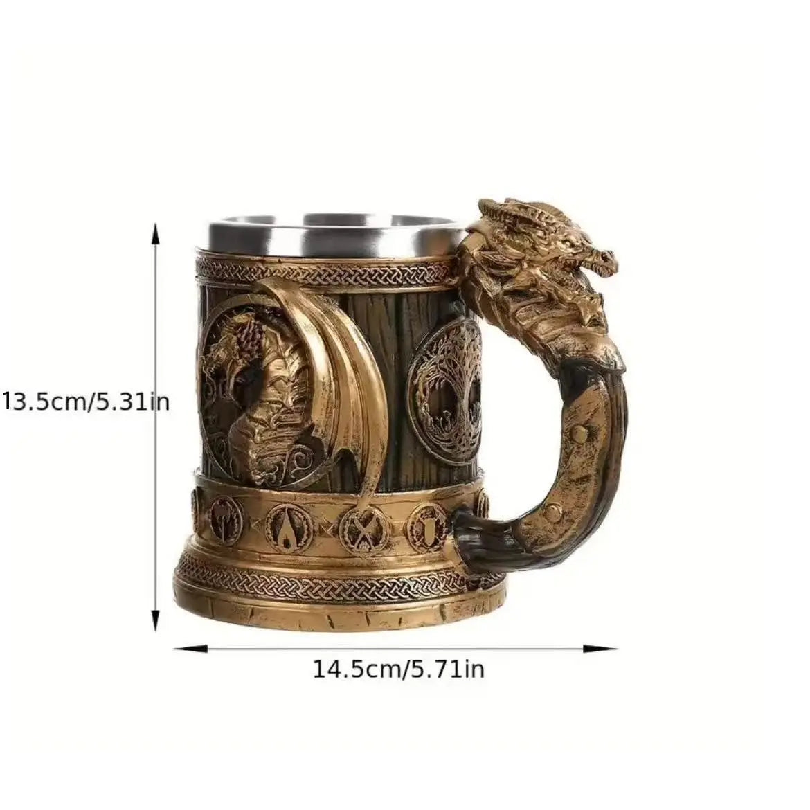 Stainless Steel Beer Cup  3D Retro Dragon Head Mug