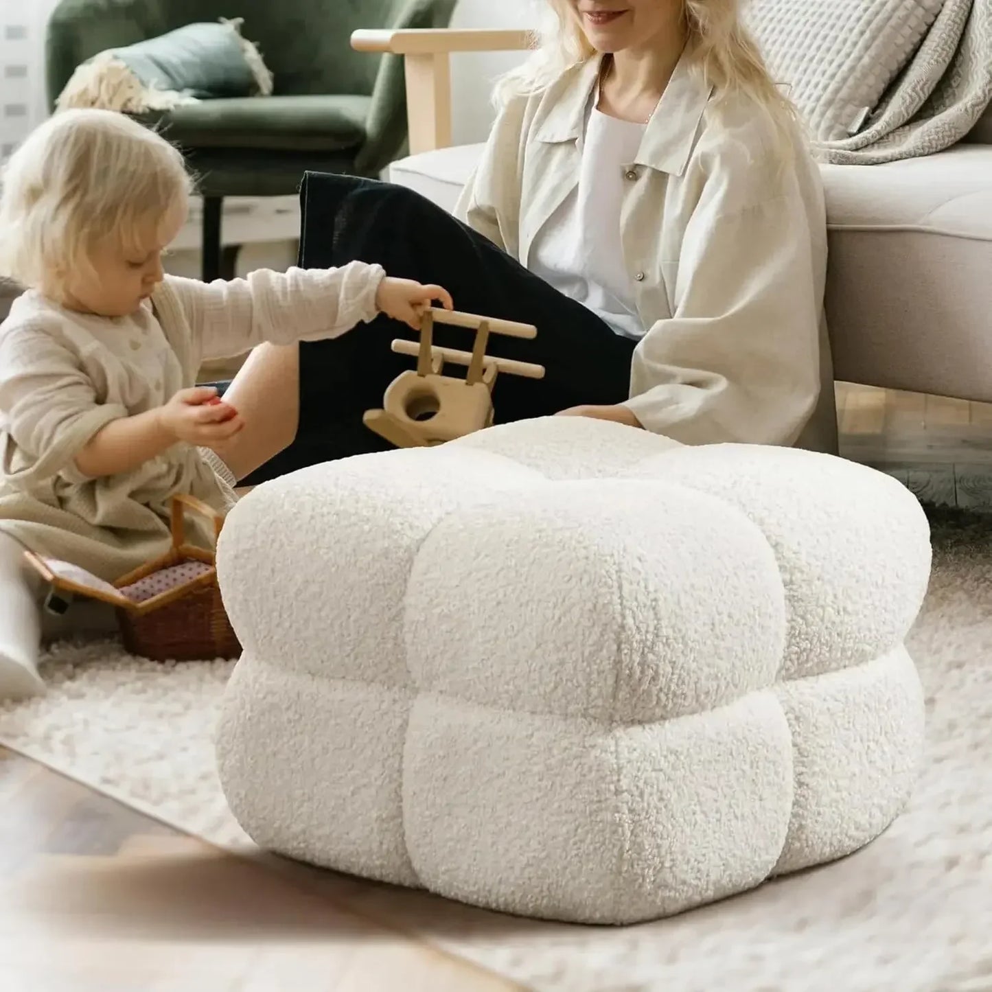 Modern Ottoman Coffee Table  Square Cube Pouf