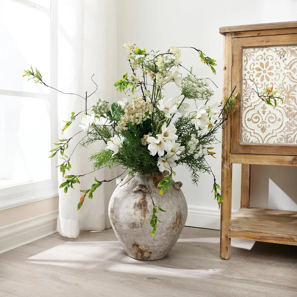 Ceramic Flower Vase12'' Mottled Brown and White Vase