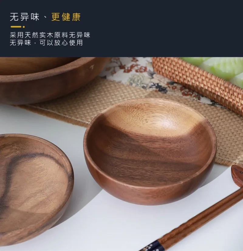 Japanese Style Wooden Salad Bowls Large Acacia Wood