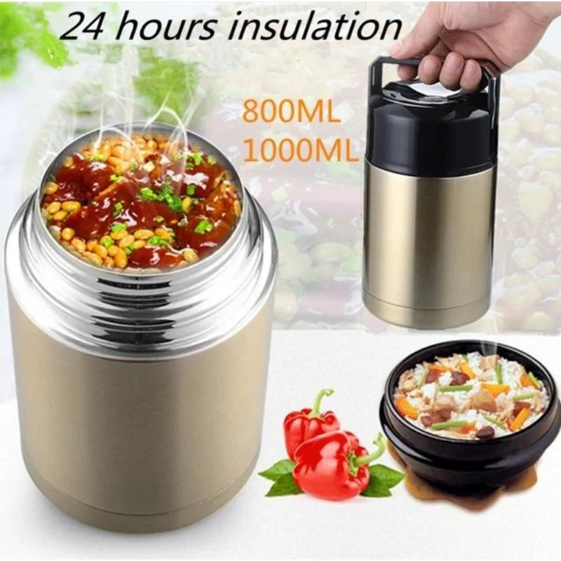 Large Capacity 1000ML Thermos Portable Stainless Steel Food Containers